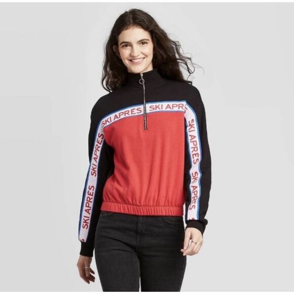 Well Worn NWOT Ski Apres 1/2 Zip Pullover Sweater Size XL Red Elastic Waist - Picture 1 of 8